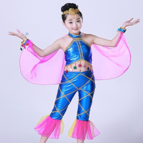 Kids jazz dance costumes fish photos cosplay dancers school competition stage performance mermaid cosplay outfits